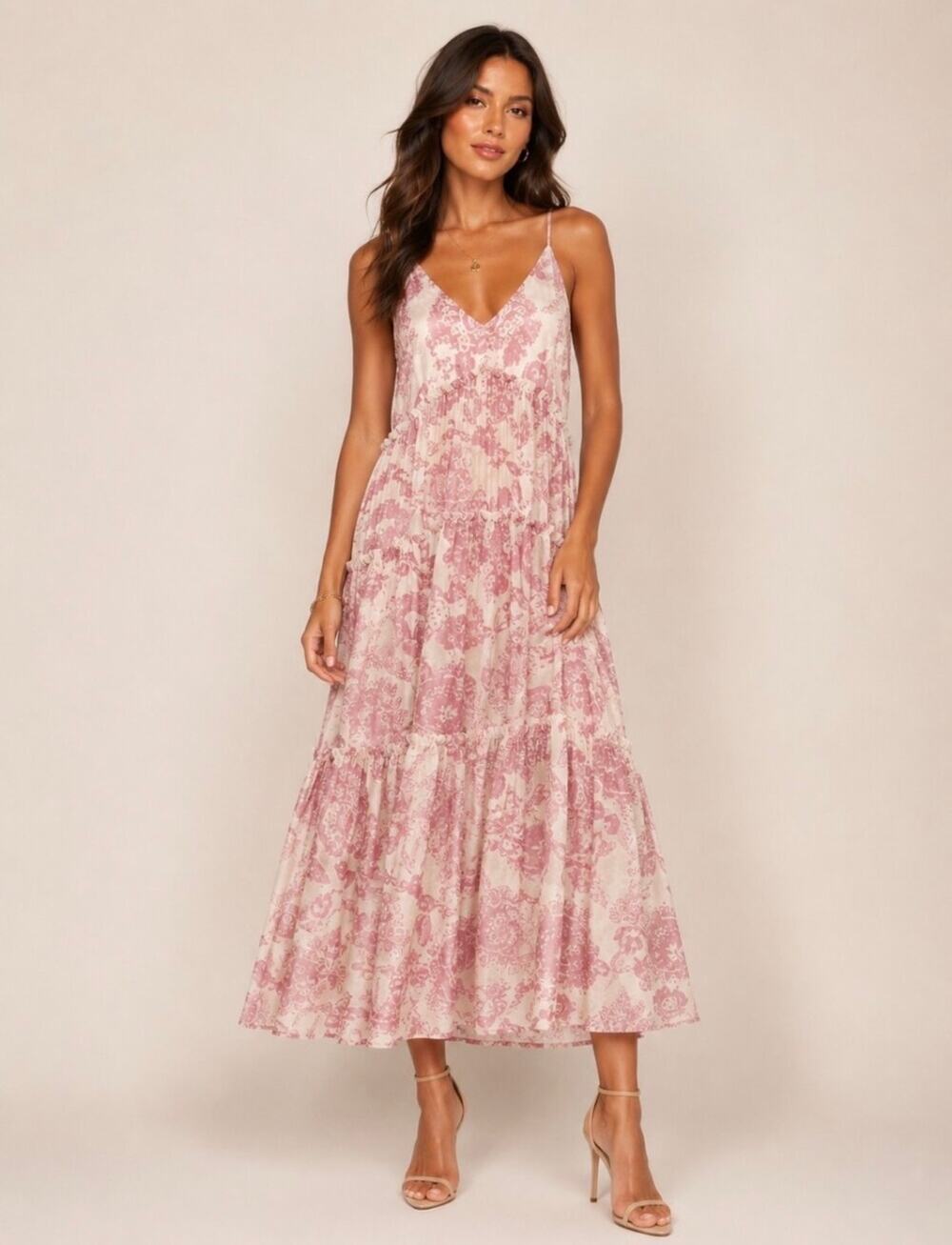 Free People Julianna Floral Print Maxi Dress Pink XS